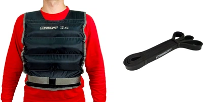 Набор Жилет утяжелитель EasyFit i-Lite 12 кг R-EF-WTVS-12 (56002031) + Резиновая петля-эспандер Easyfit Origin 6-31 кг для фитнеса, подтягиваний и тренировок EF-2654-3 Черная (56102665)