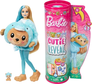 Кукла Barbie Cutie Reveal (Series 6) Teddy Bear (Dolphin) - Красавица Барби с плюшевым мишкой в костюме Дельфина (HRK25) - Игровой набор Mattel