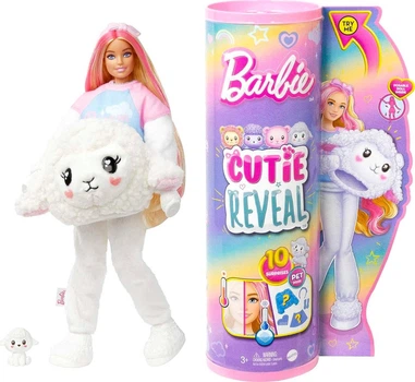Кукла Barbie Cutie Reveal (Series 5) Doll Lamb + Pet - Красавица Барби в костюме ягненка и мини-питомец (HKR03) - Игровой набор Mattel