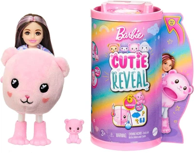 Кукла Barbie Chelsea (Series 2) Cutie Reveal Small - Маленкая Барби с медвежонком в плюшевом кокостюме мишки (HKR19) - Игровой набор Mattel