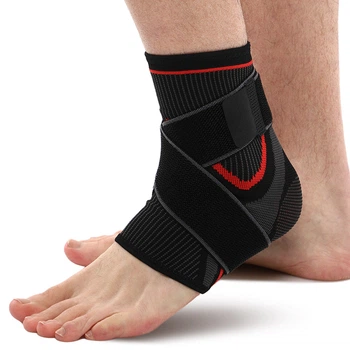 Бандаж на голеностоп с фиксирующим ремнем фиксатор голеностопа Sibote Fit 7206 Black-Grey
