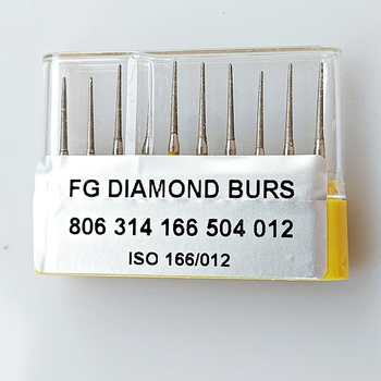 Бор алмазний FG стоматологічний турбінний наконечник упаковка 10 шт UMG КОНУС 1,2/10,0 мм 314.166.504.012