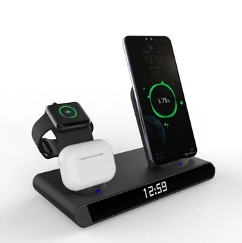 Станція багатофункціональної бездротової зарядки 4 в 1 Watch AL 23 для Apple iPhone 8-17/Apple Watch 2-8/AirPods Чорна 15W