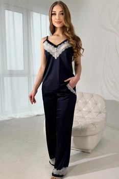 Піжама комплект двійка Майка + штани Fleur Lingerie BRUERISE 54 темно синій