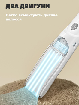 Детская машинка для стрижки детей новорожденных бесшумная тихая с насадками 0-3 мм, 6-9 мм, 9-12 мм Misuta 5W Белая
