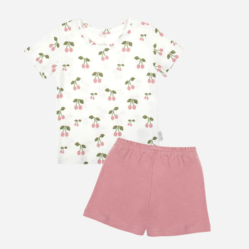 Дитячий літній комплект (футболка + шорти) для дівчинки Nicol 204037 104 см Білий/Рожевий (5905601020417)