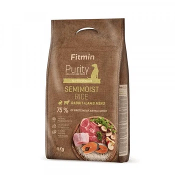 Беззерновой полумягкий корм Fitmin dog Purity Rice Semimoist Rabbit&Lamb для взрослых собак всех пород. с ягненком и кроликом 4кг