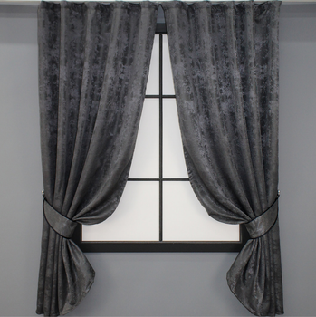 Комплект коротких штор VR-Textil Жаккард Sultan YL № 1211ш Графітовий 130х170 см 2 шт (35-0004)