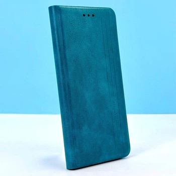Шкіряний чохол-книжка Mustang для Xiaomi Redmi Note 10 Pro (Бірюзовий)