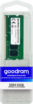 Оперативная память Goodram SODIMM DDR4-2666 8192MB PC4-21300 (GR2666S464L19S/8G)