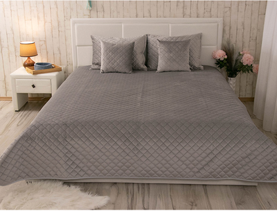 Покрывало Руно VeLour Серое Евро 220х240 см Двустороннее (330.55_Grey ромб)