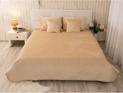 Покривало Руно VeLour Бежеве Євро 220х240 см Двостороннє (330.55_Beige ромб)