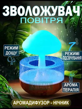 Увлажнитель воздуха ГРИБ с эффектом дождя и подсветкой ночник 7 цветов