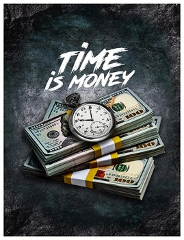 Картина на холсте Time is money, эко-краски 90х60 см, 0007