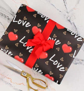 Подарунковий папір для упаковки "Love", 80*60 см., набір 5 шт