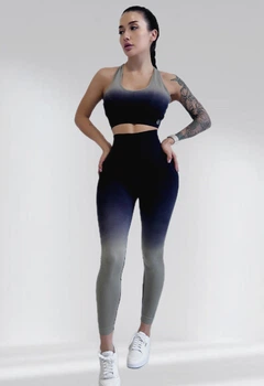 Костюм для фитнеса женский LILAFIT комплект лосины пуш ап и топ серый M (LFS000028)