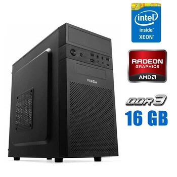 Ігровий ПК Vinga CS112B Tower NEW / Intel Xeon E3-1240 v3 (4 (8) ядра по 3.4 - 3.8 GHz) (аналог i7-4770) / 16 GB DDR3 / 256 GB SSD / AMD Radeon R5 430, 1 GB GDDR5, 64-bit б/в