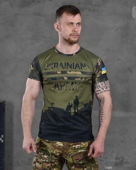 Армейская мужская футболка Ukrainian Army потоотводящая S олива+мультикам (86521)