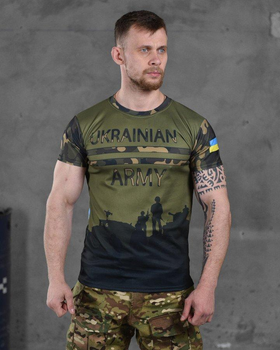 Армейская мужская футболка Ukrainian Army потоотводящая XL олива+мультикам (86521)