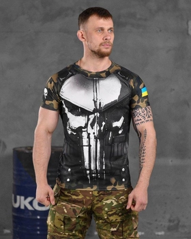 Армейская мужская потоотводящая футболка С Черепом 2XL черная+мультикам (86424)