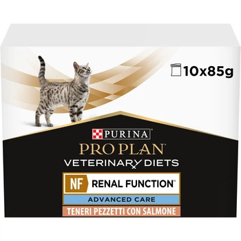 Вологий корм для котів при хворобах нирок Purina Pro Plan Veterinary Diets NF Renal Function з лососем 10×85 г упаковка