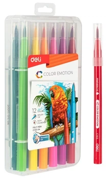 Фломастеры Deli кисточка Color Emotion EC10304 12 цветов (6935205309570)