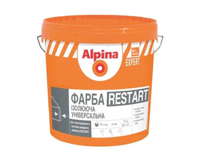 Краска латексная ALPINA EXPERT RESTART "КРАСКА ИЗОЛИРУЮЩАЯ УНИВЕРСАЛЬНАЯ" для изоляции пятен белая 1л