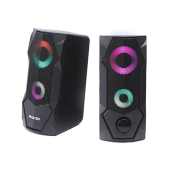 Колонки 2.0 Maxxter CSP-U002RGB Black, 2 x 3 Вт, пластиковий корпус, живлення від USB, RGB підсвічування, керування спереду