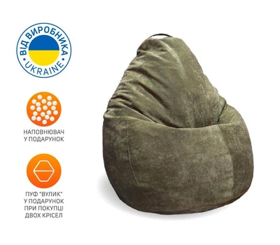 Кресло мешок груша iPuff "Кардрой 344" Велюр XXXL (100x135 см)