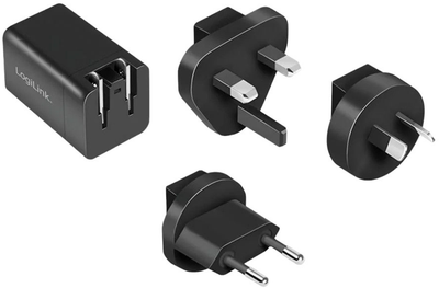 Мережевий зарядний пристрій Logilink USB Travel Charger USB-AF &USB-CF PA0301 Black (4052792069709)