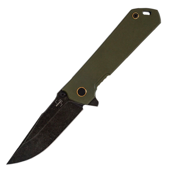 Нож складной Boker Plus Kihon Assisted (длина 199 мм, лезвие 85 мм, черное), оливковый