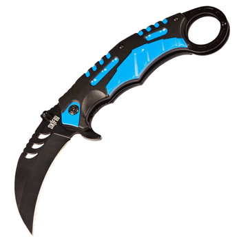 Нож складной керамбит Skif Plus Cockatoo (длина: 200мм, лезвие: 82мм, черное), синий