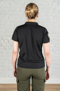 Женское армейское поло CoolMax дышащее с велкро панелями Черное (661) , XL