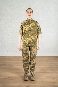 Жіноча тактична форма убакс короткий рукав та штани з кишенями ріп-стоп CoolMax standart Піксель (629) , L