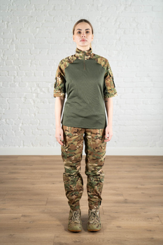 Военная женская форма убакс короткий рукав и штаны с карманами CoolMax рип-стоп standart Мультикам Олива (628) , 2XL