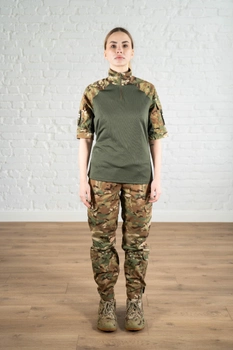 Військова жіноча форма убакс короткий рукав та штани з кишенями CoolMax ріп-стоп standart Мультикам Олива (628) , 3XL