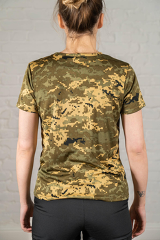 Жіноча армійска футболка CoolMax камуфльована Піксель (664) , L
