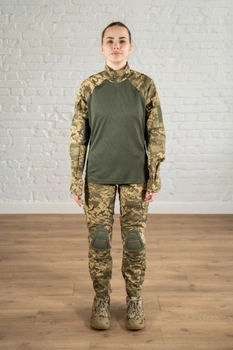 Женская военная форма убакс и штаны с наколенниками CoolMax рип-стоп standart Пиксель Олива (637) , M