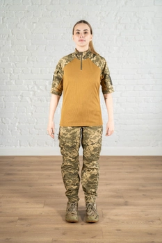 Женская армейская форма убакс короткий рукав и штаны с карманами CoolMax рип-стоп standart Пиксель Койот (630) , 3XL
