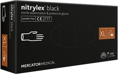 Нітрилові рукавиці без пудри Nitrylex Black Protective Gloves розмір XL