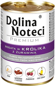 Вологий корм для собак Dolina Noteci Premium з кроликом та журавлиною 800 г (5902921300052)