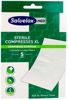 Kompres styrenowy Salvelox Med Sterile Compresses Absorbent and Breathable XL 7.5 cm x 10 cm 5 szt (7310610025892)