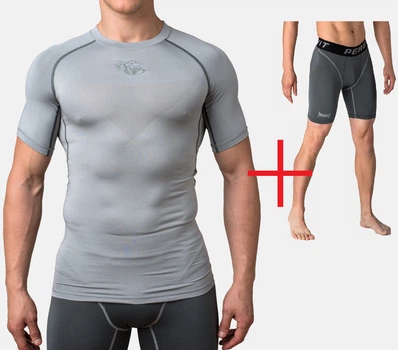 Компрессионная футболка Peresvit Air Motion Graphite Grey Short Sleeve L + в подарок Компрессионные шорты Peresvit Air Motion Heather Grey L Цвет Серый (501005-810-501003-810-L)
