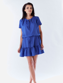 Плаття коротке літнє жіноче Awama A180 L/XL Синє (5902360589995)