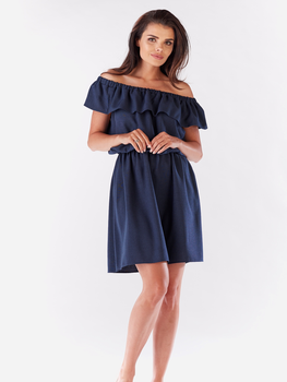 Плаття коротке літнє жіноче Awama A185 XL Темно-синє (5902360517738)