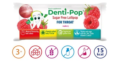Корисний льодяник Denti pop (для горла) зі смаком малина 1 шт.