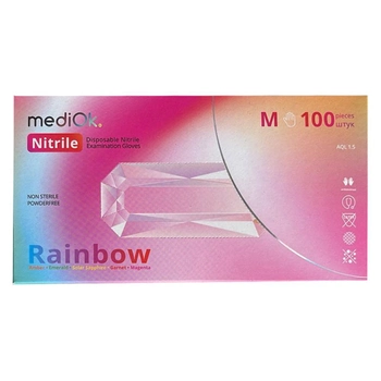 Перчатки нитриловые MediOk Rainbow 5 цветов, 100 шт (50 пар), M