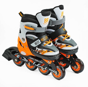 Роликовые коньки для детей и взрослых Best Roller 64933-L размер 38-42 Оранжевые с подсветкой