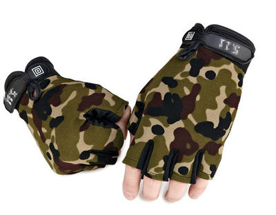 Тактические перчатки легкие без пальцев размер M ширина ладони 8-9см камуфляж MultiCam