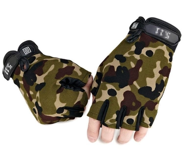 Тактические перчатки легкие без пальцев размер L ширина ладони 9-10см камуфляж MultiCam